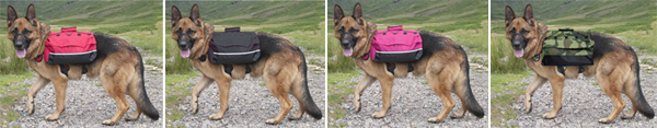The Bak-Pak is available in four different colour ways - red, black, pink and camouflage.